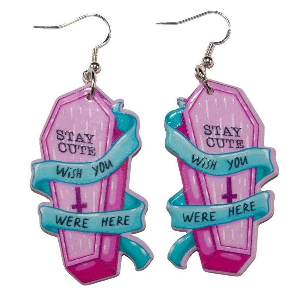 Goth Stay Cute Coffin Resin Earrings hypoallergenic nickel free 925